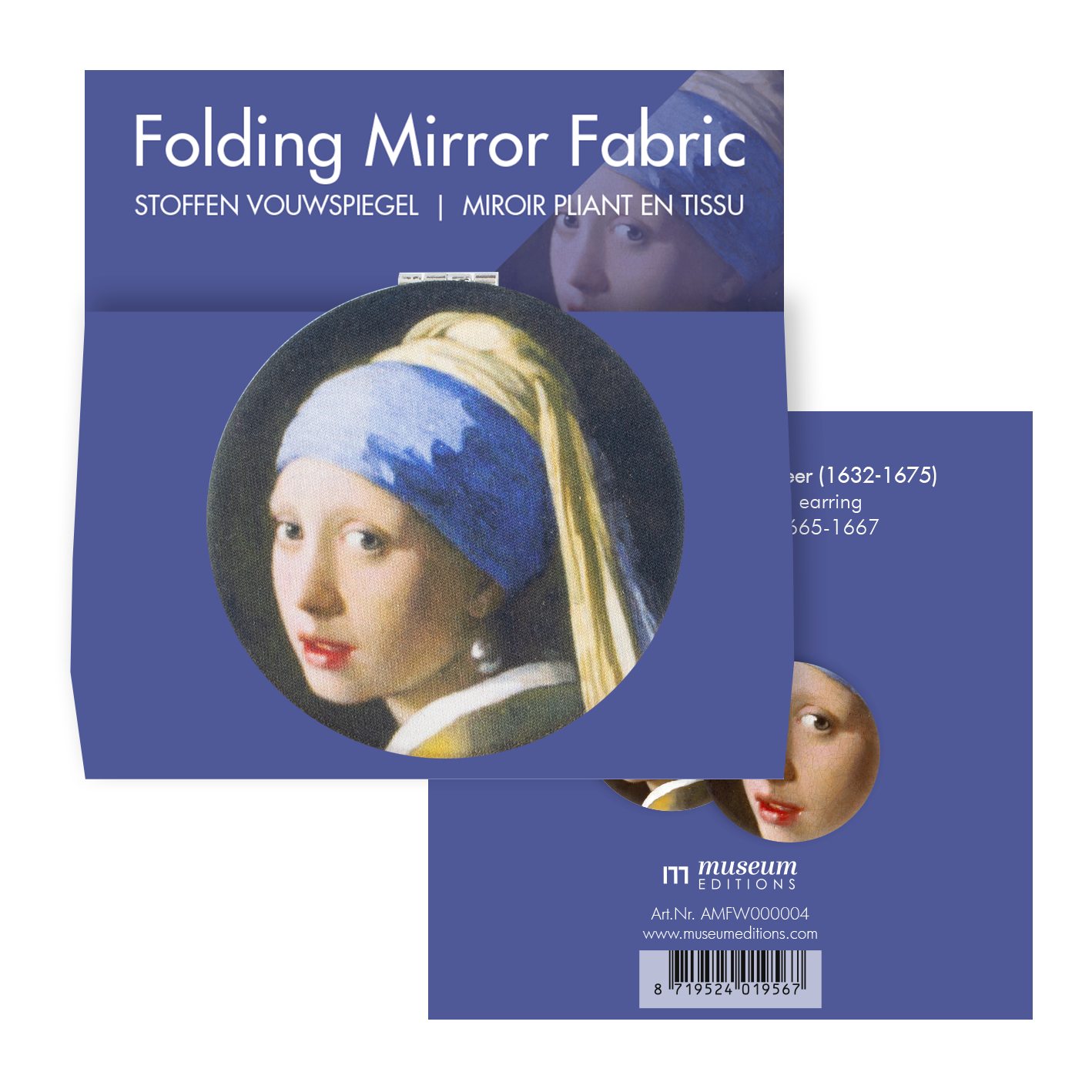 MicroFiber Folding Pocket Mirror, Girl with the pearl