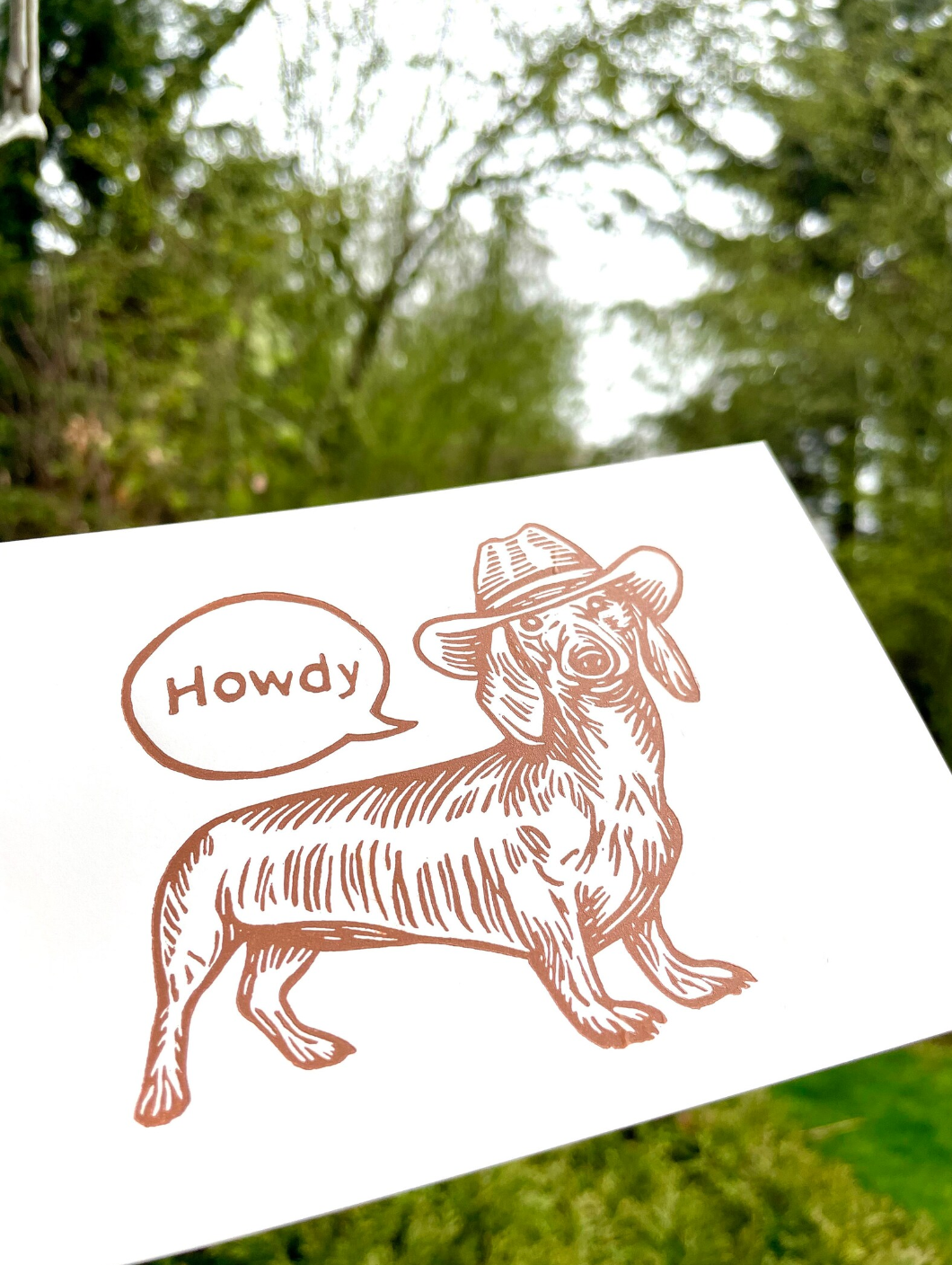 Cowboy Dachshund Linocut Print