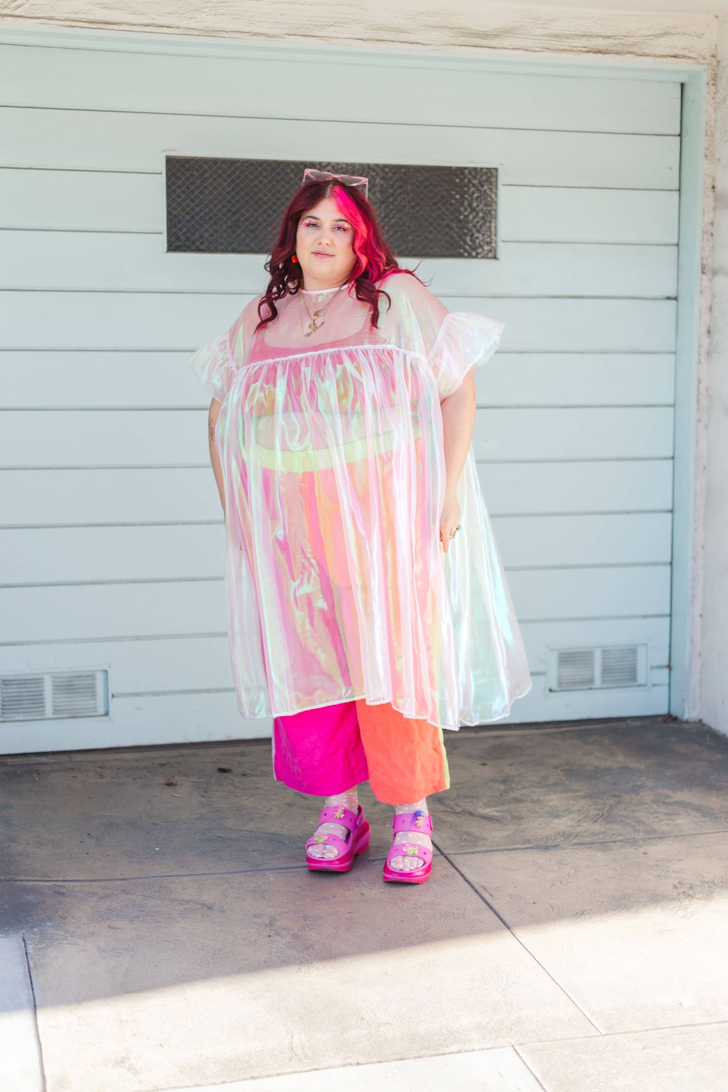 Size Inclusive Plus Size Ruffle Maxi Dress Sheer Pink