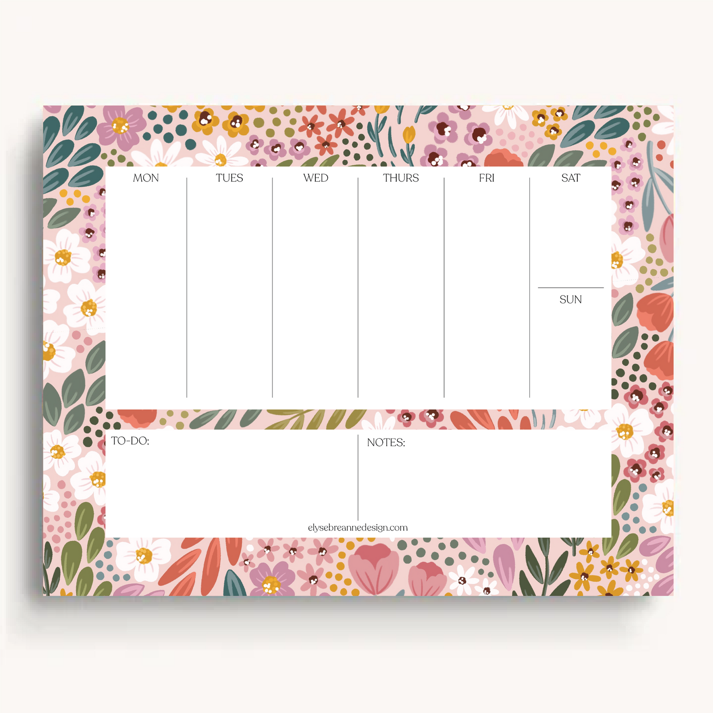 Floral Weekly Planner Notepad