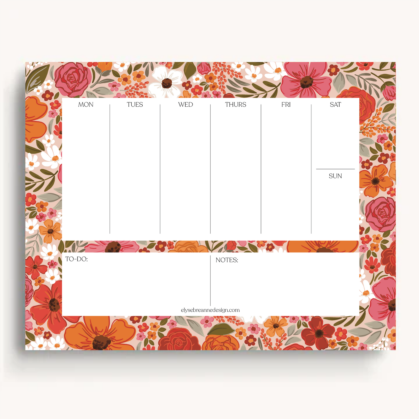 Floral Weekly Planner Notepad