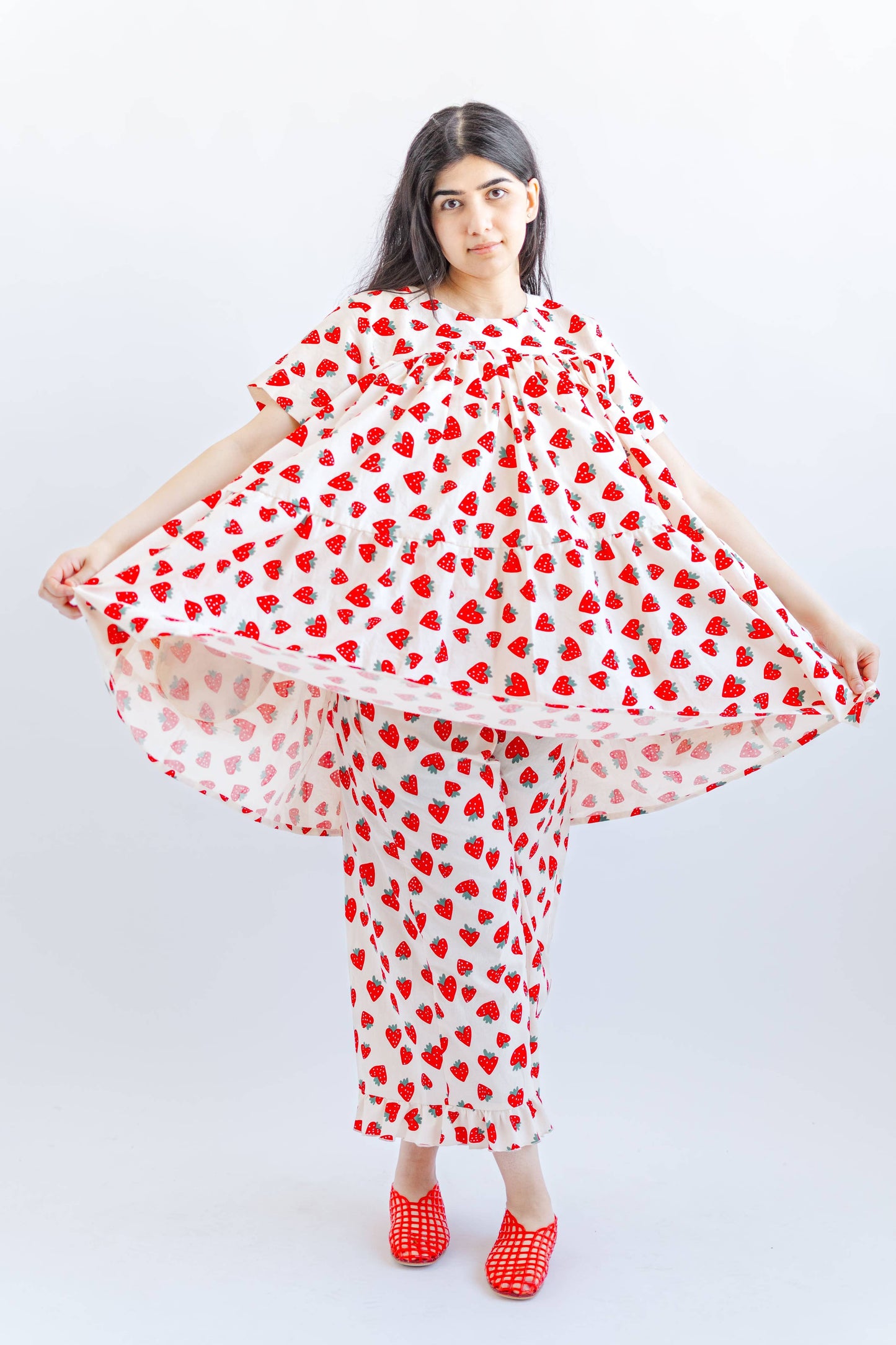 Size Inclusive Plus Size Strawberry Print Tiered Mini Dress