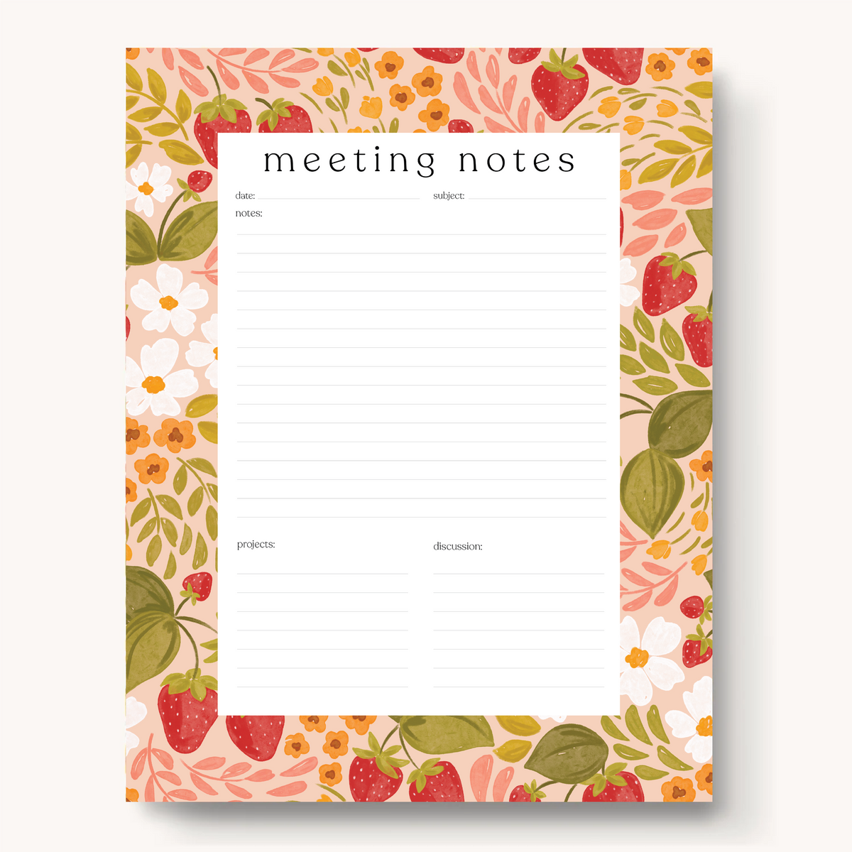 Floral Meeting Notes Notepad