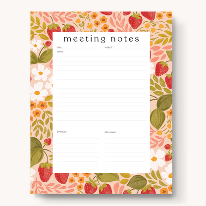 Floral Meeting Notes Notepad