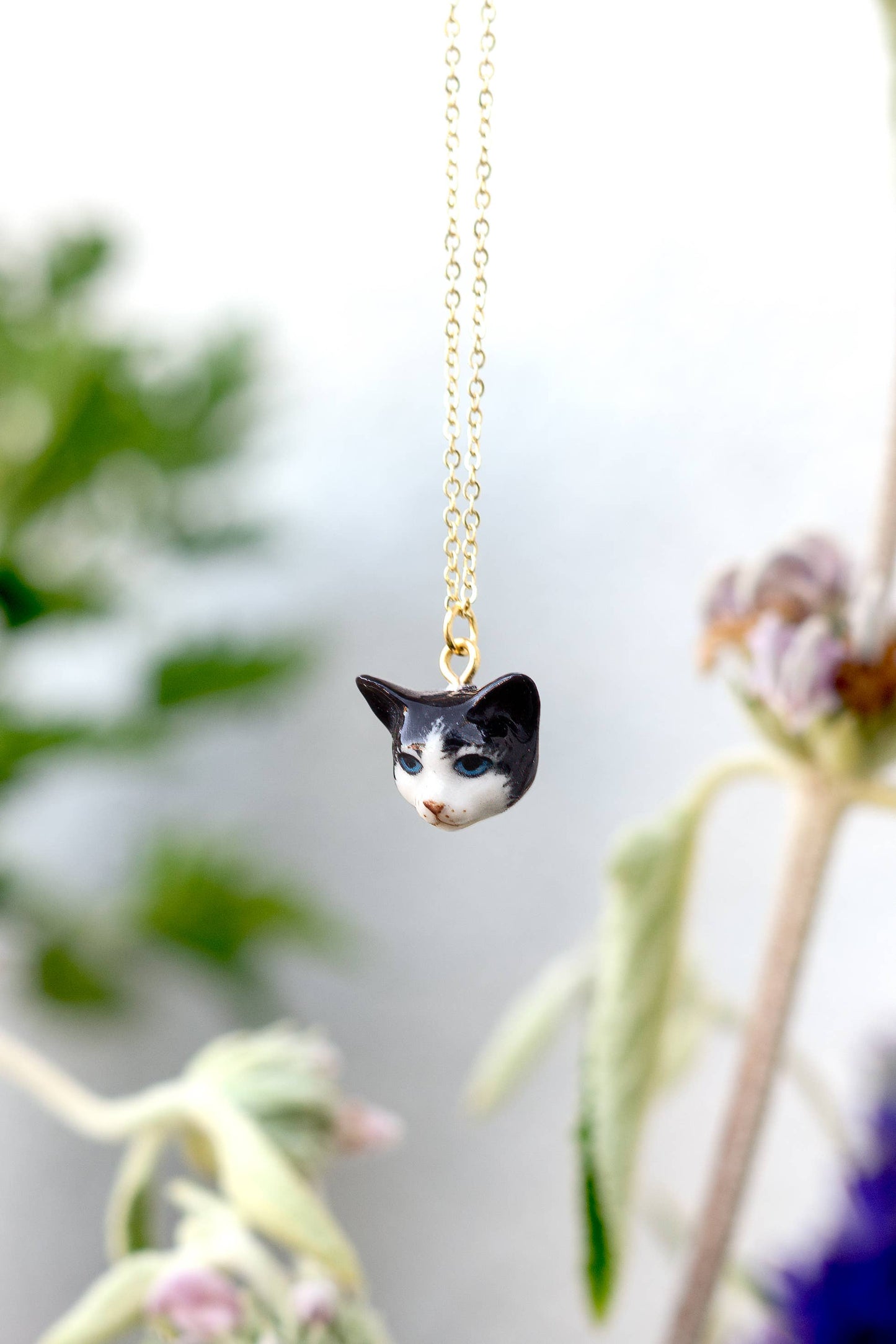 Tiny Tux Cat Head Necklace