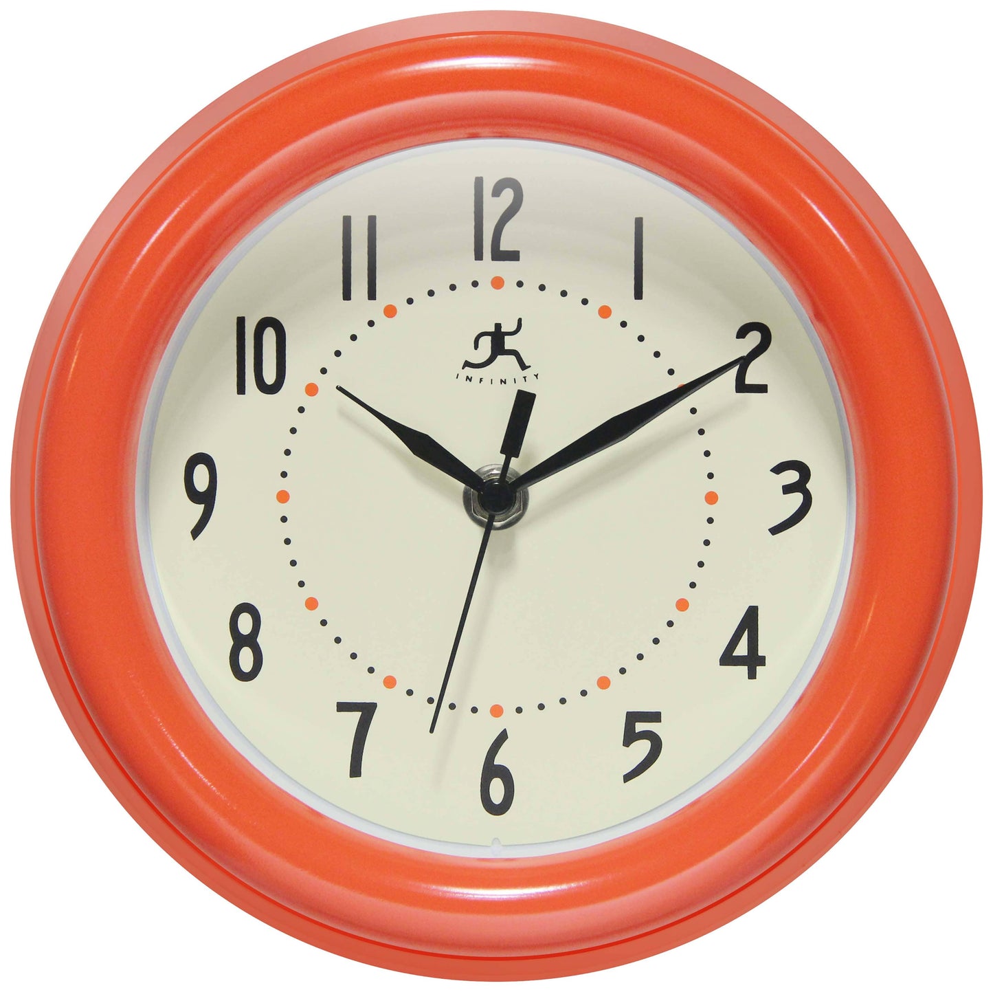 Round Orange Indoor Wall Clock 8 Inch