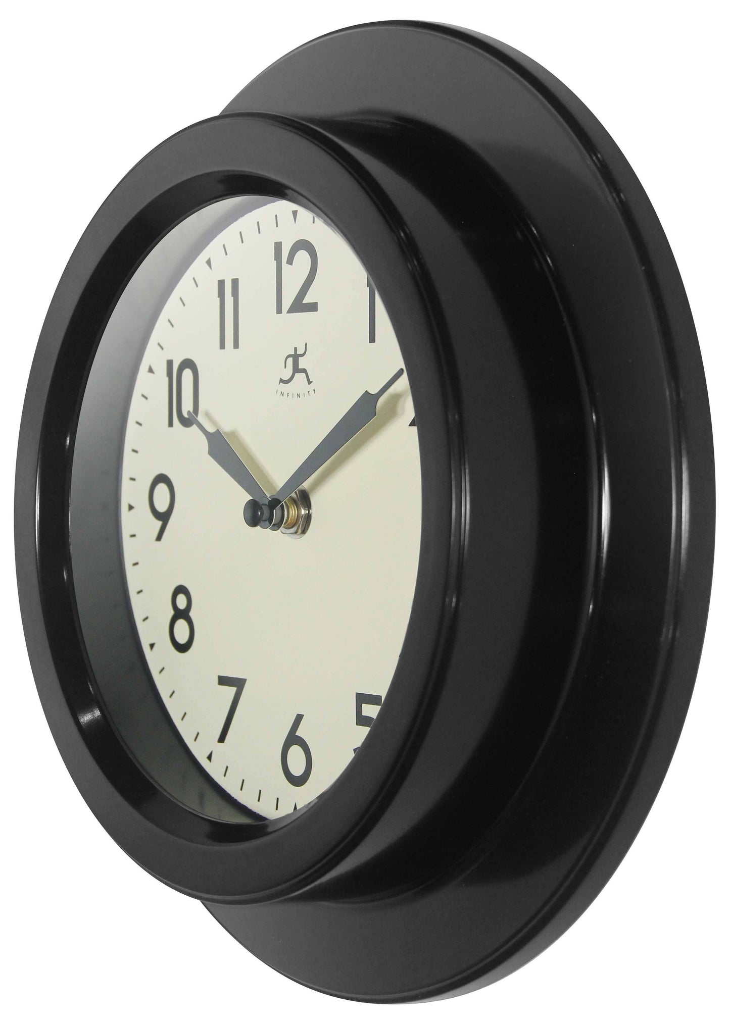 Midcentury/Modern Round Black Indoor Wall Clock 9.75 Inch