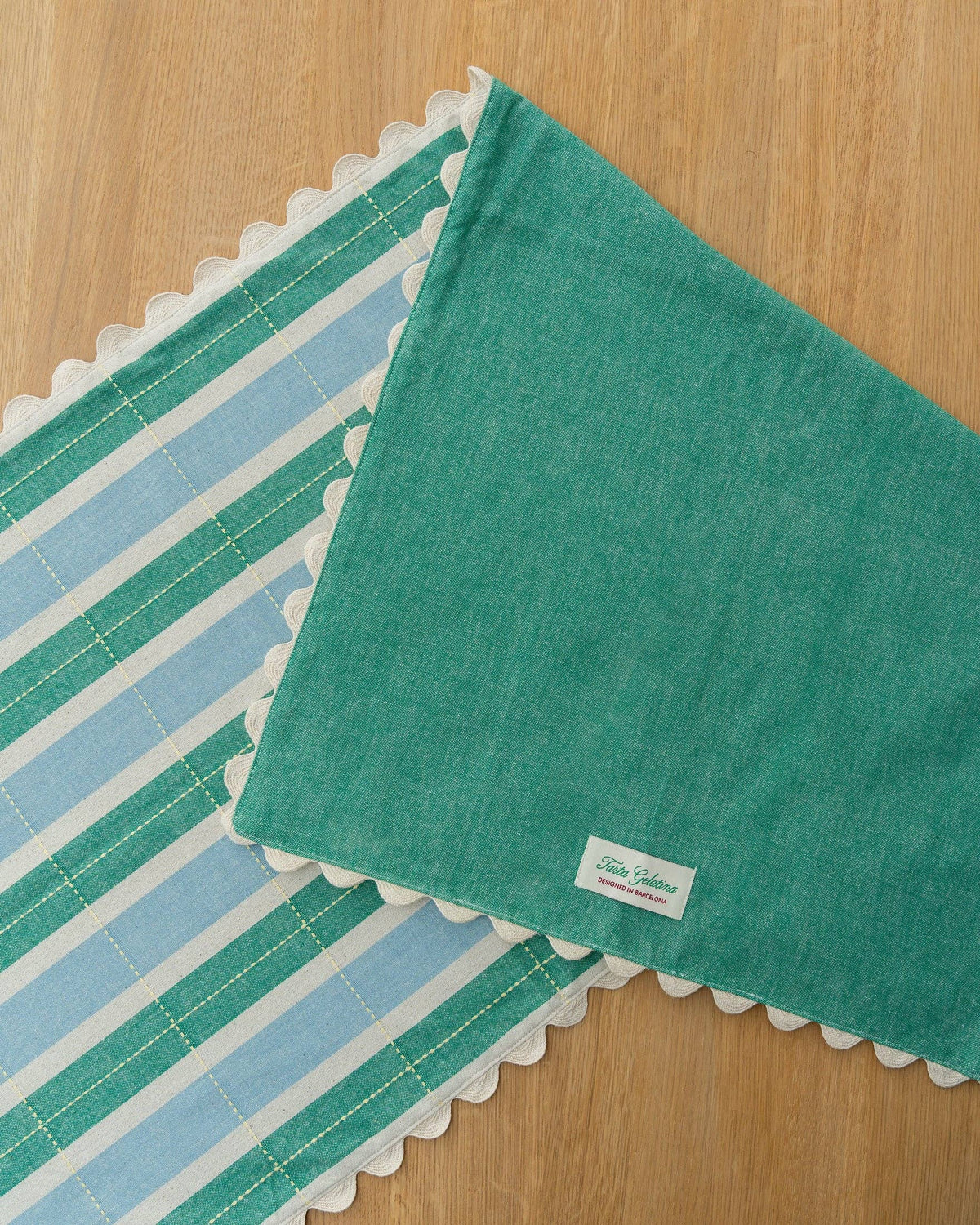 Biscuit Table Runner - Green / Blue
