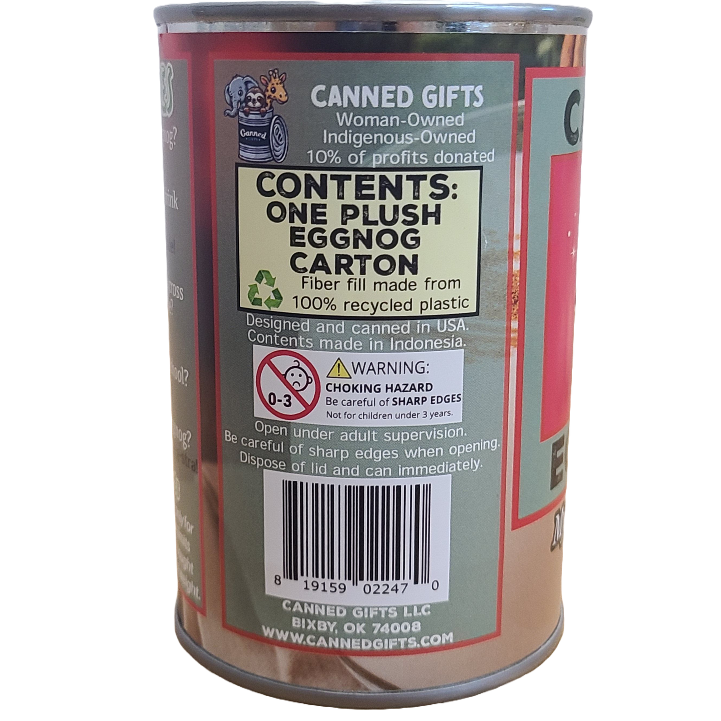 Canned Eggnog - Egg Nog Carton Plush Gift in Can