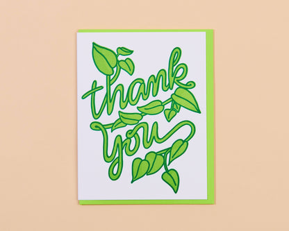 Thank You Vining Plant Letterpress Greeting Card