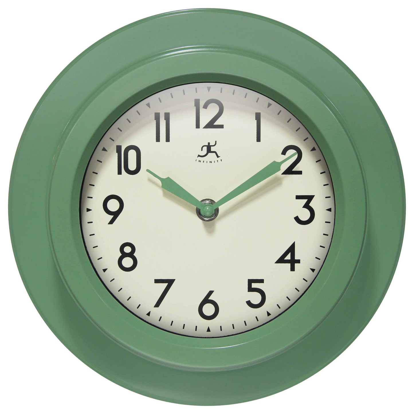 Midcentury/Modern Round Green Indoor Wall Clock 9.75 Inch