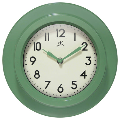 Midcentury/Modern Round Green Indoor Wall Clock 9.75 Inch