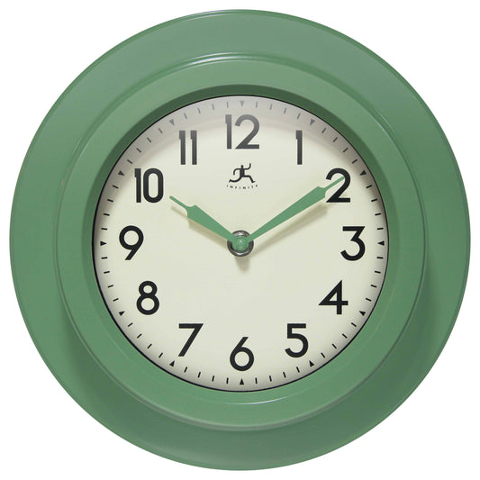 Midcentury/Modern Round Green Indoor Wall Clock 9.75 Inch