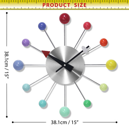 Orb Spoke Rainbow Indoor Wall Clock 15 Inch