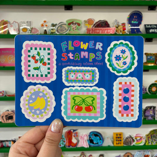 Flower Stamps Sticker Sheet