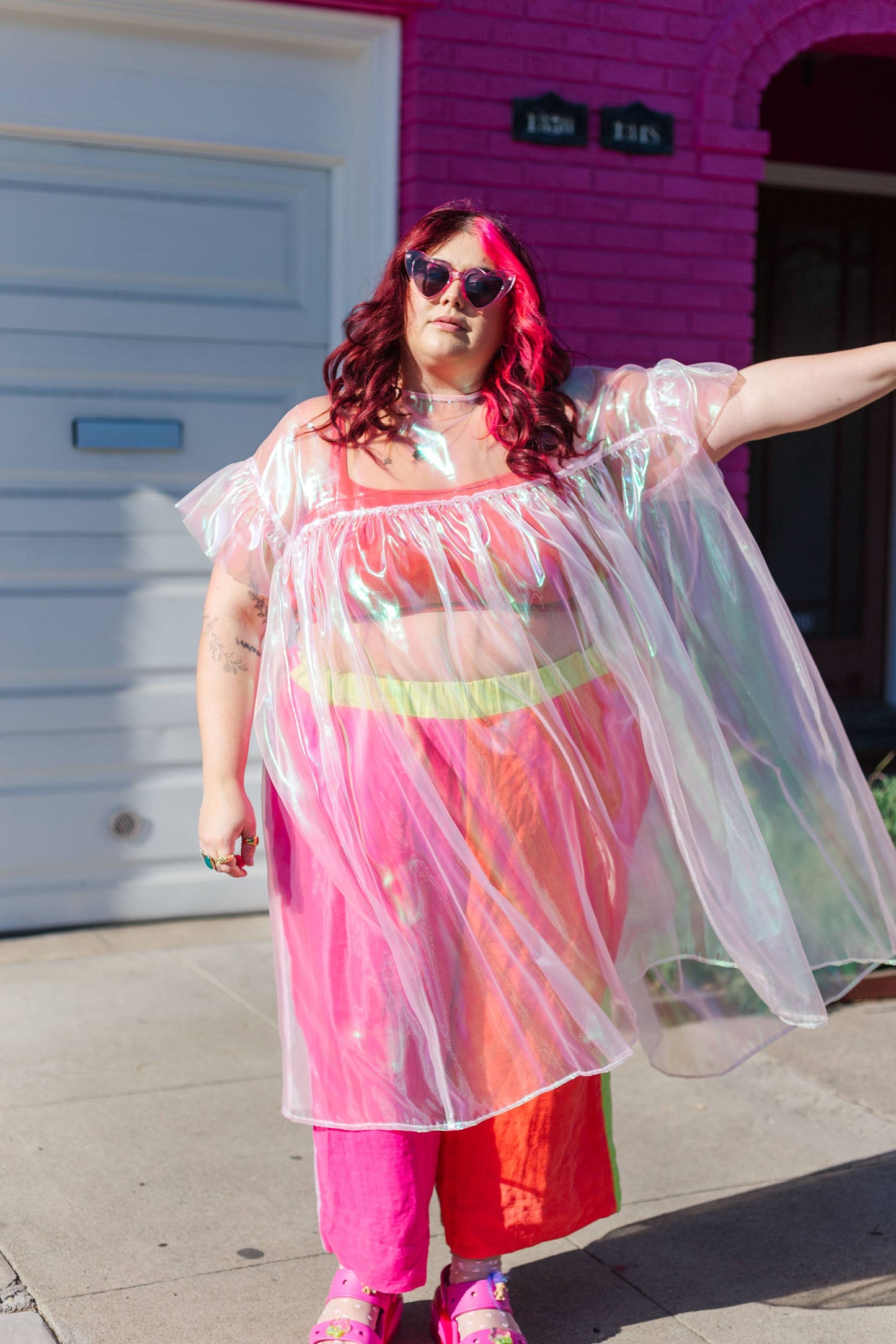 Size Inclusive Plus Size Ruffle Maxi Dress Sheer Pink