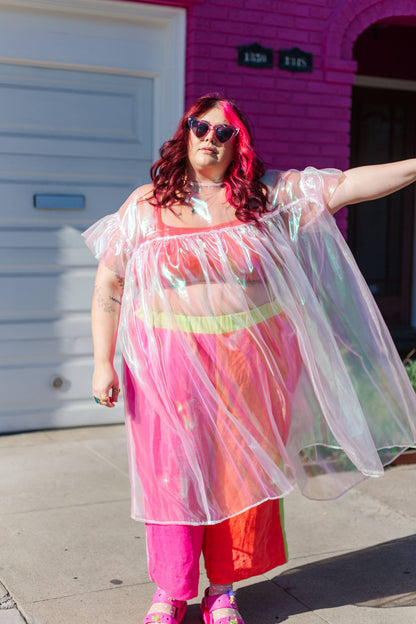 Size Inclusive Plus Size Ruffle Maxi Dress Sheer Pink