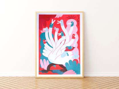 Duck Monster Risograph Print