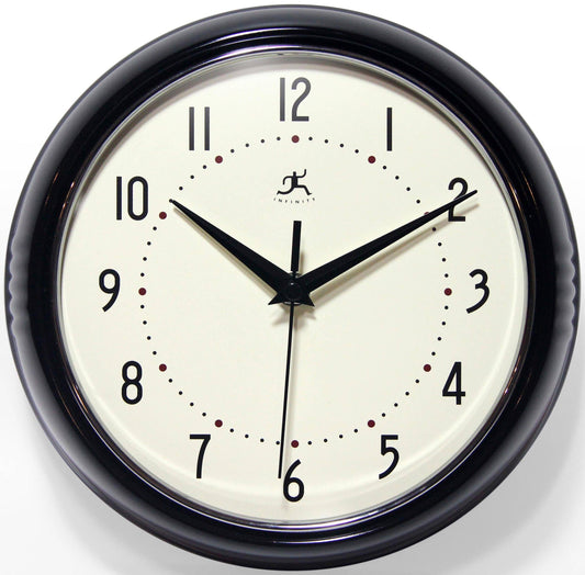 Retro Round Black Indoor Wall Clock 9.5 Inch