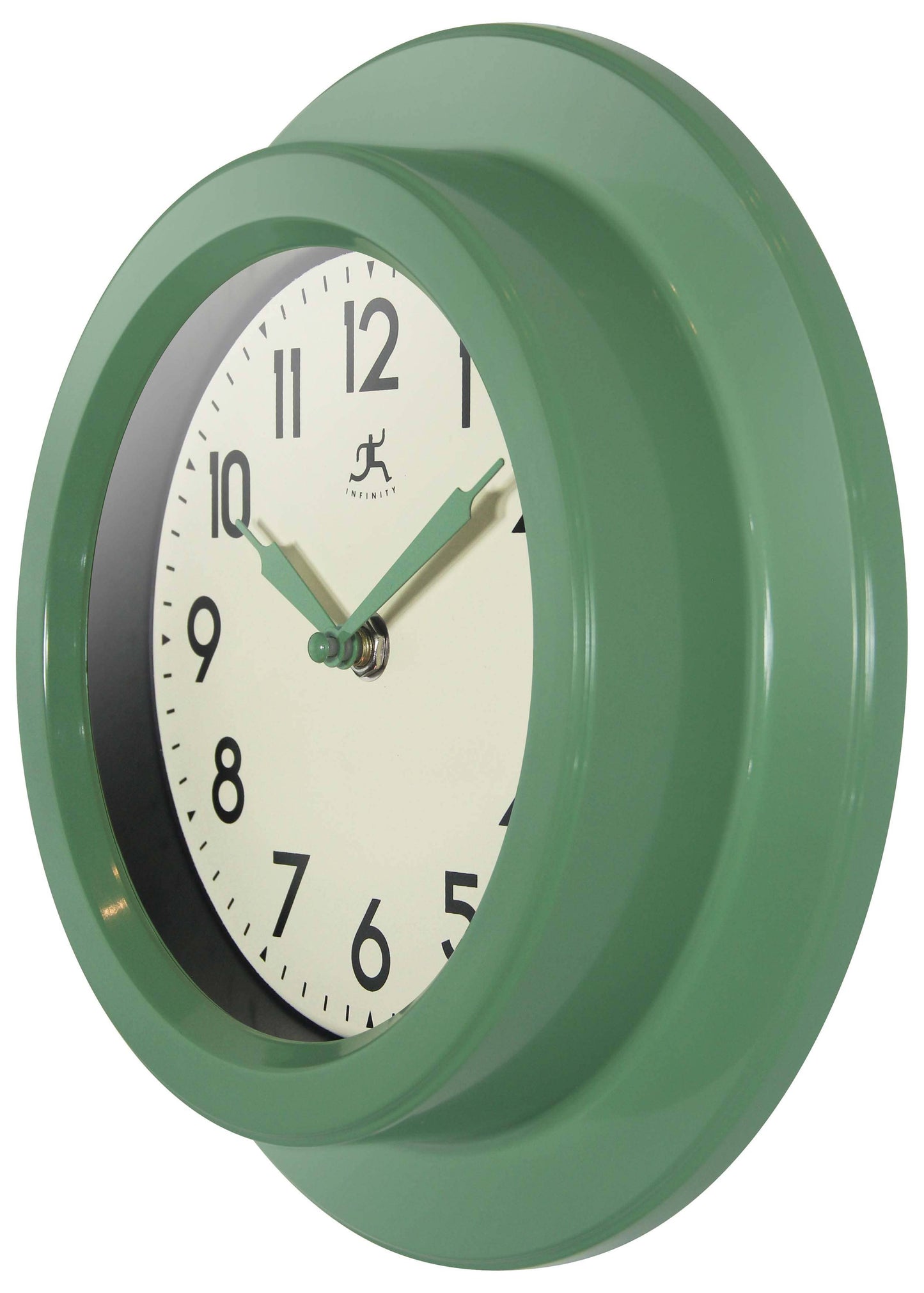 Midcentury/Modern Round Green Indoor Wall Clock 9.75 Inch