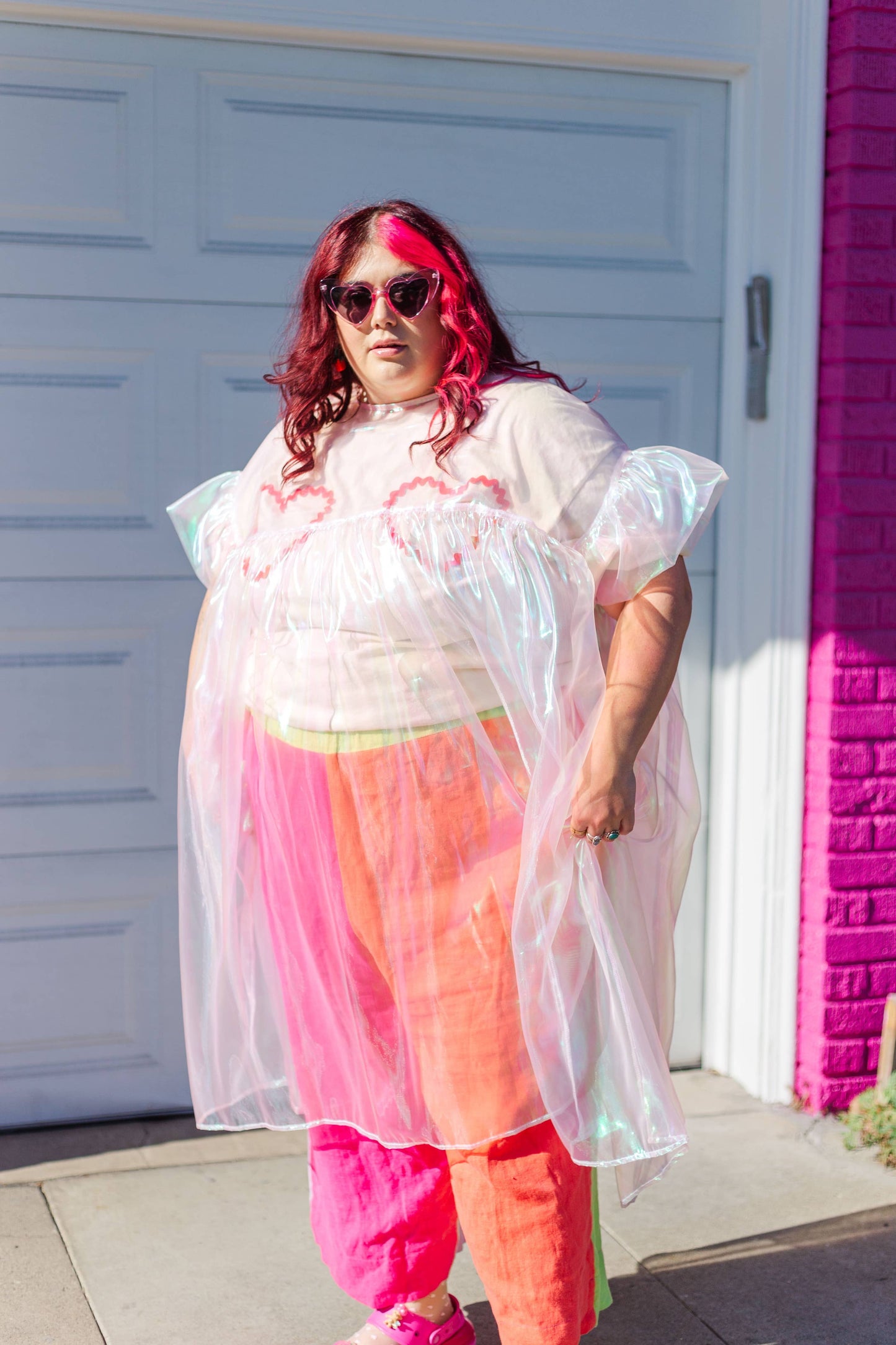 Size Inclusive Plus Size Ruffle Maxi Dress Sheer Pink