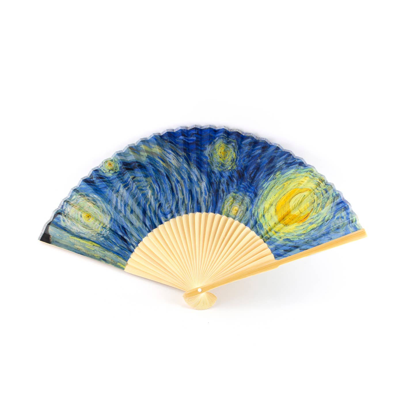 Hand Fan, Bamboo,  Van Gogh, A Starry Night