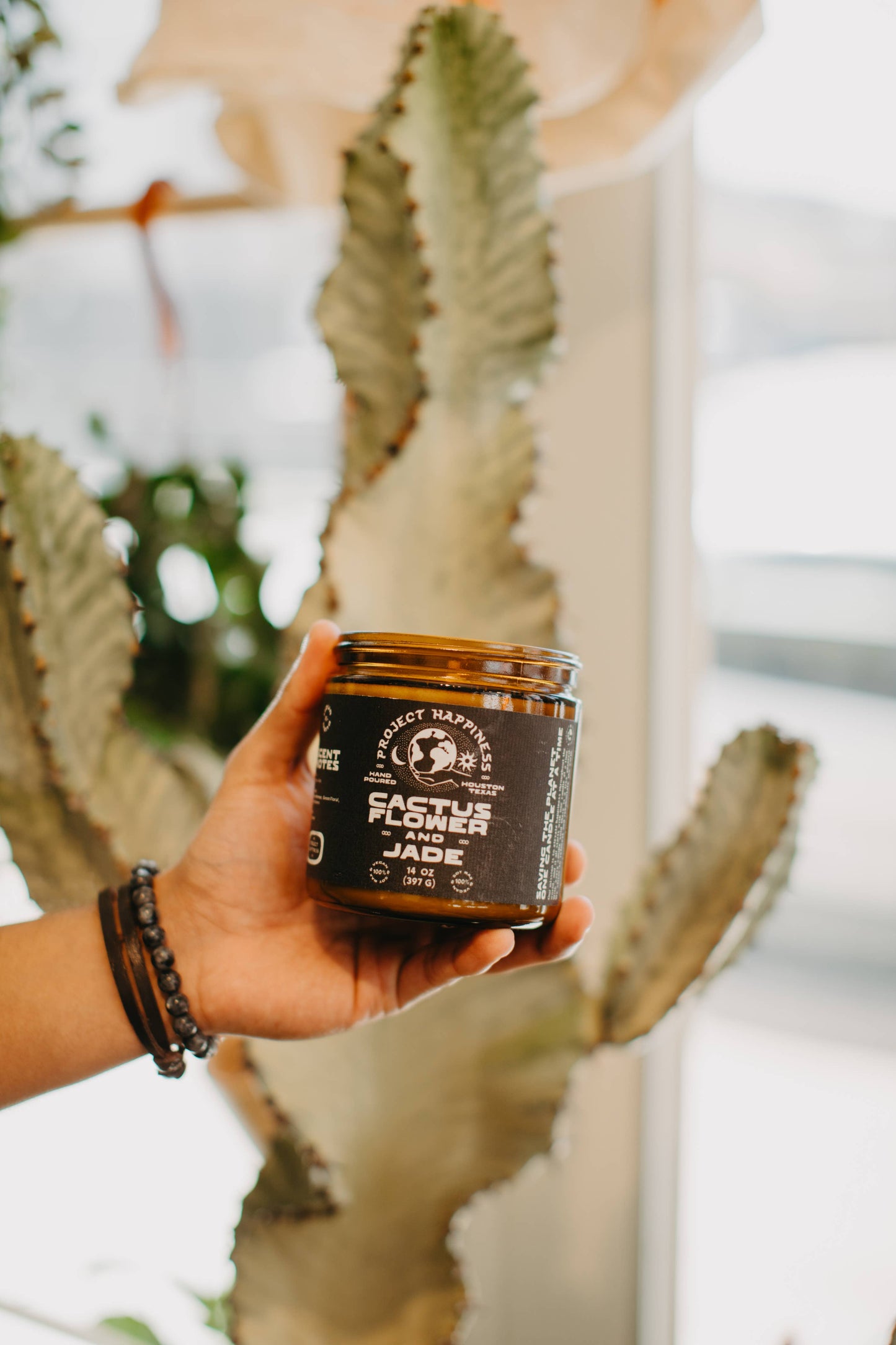 Cactus Flower and Jade Soy Candle - 8oz | Valentines Day