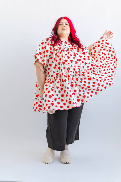Size Inclusive Plus Size Strawberry Print Tiered Mini Dress