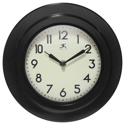 Midcentury/Modern Round Black Indoor Wall Clock 9.75 Inch
