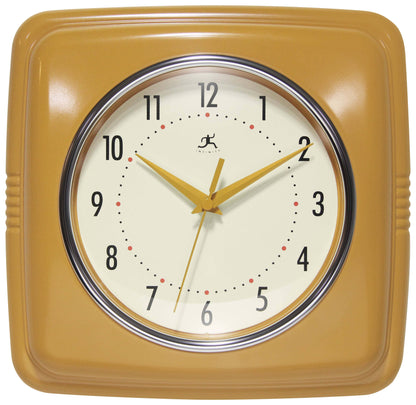 Retro Square Saffron Indoor Wall Clock 9.25 Inch