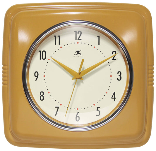 Retro Square Saffron Indoor Wall Clock 9.25 Inch