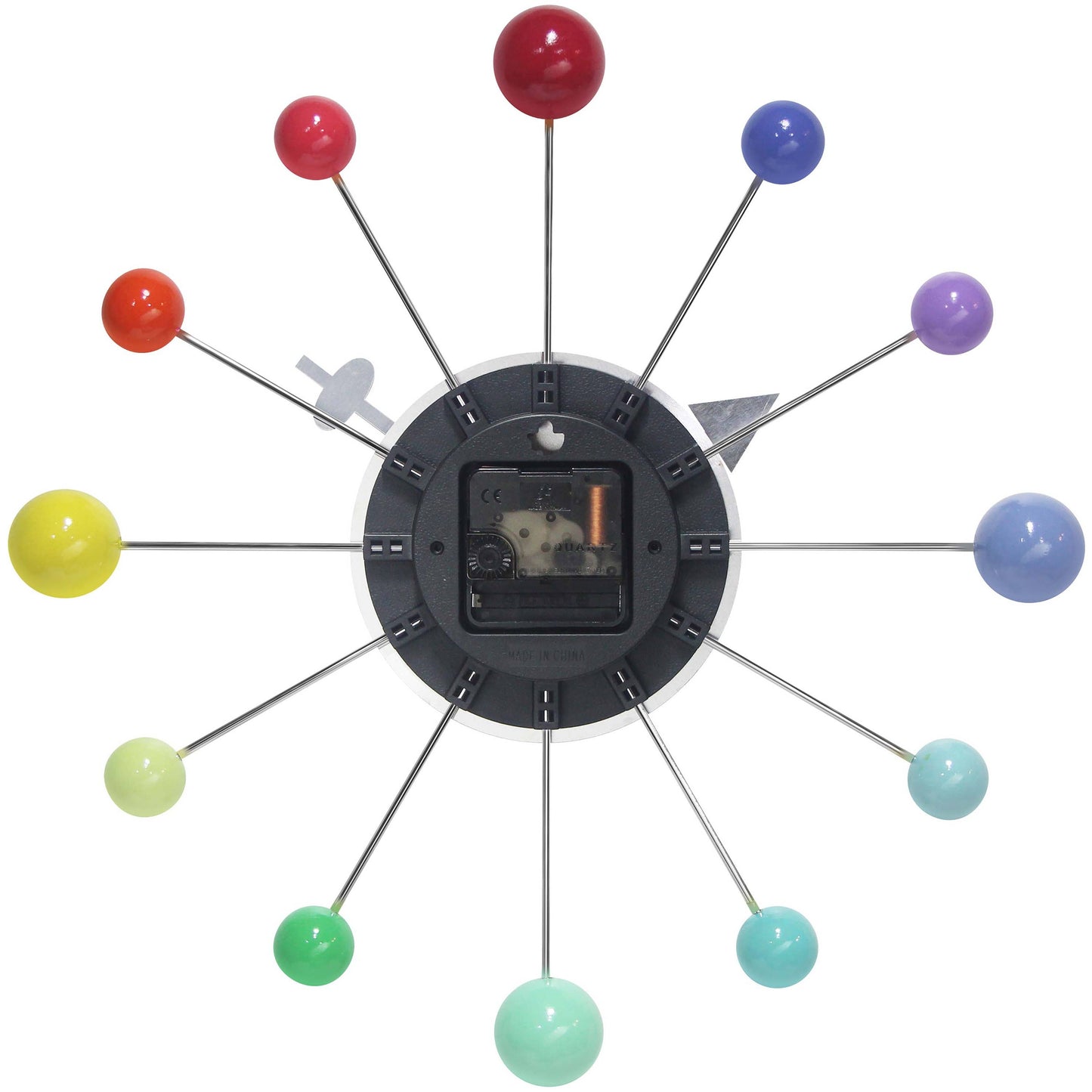 Orb Spoke Rainbow Indoor Wall Clock 15 Inch