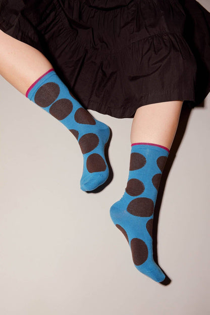 Sutro Bold Dot Crew Socks — Pacific
