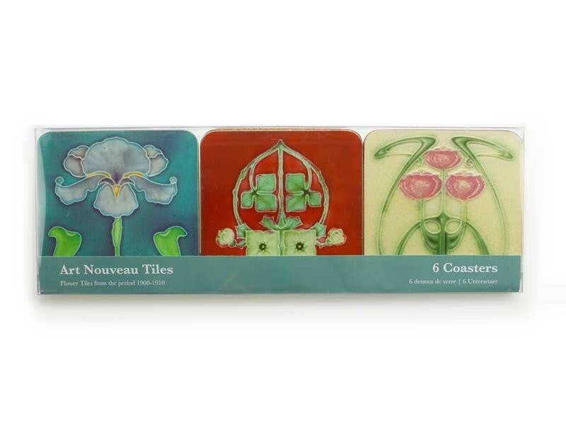 Coasters, Set Of 6, Art nouveau Tiles