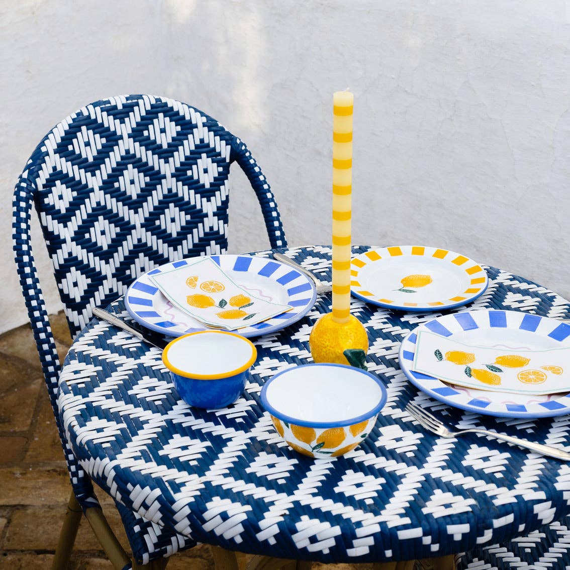 Yellow Stripe Dinner Candles