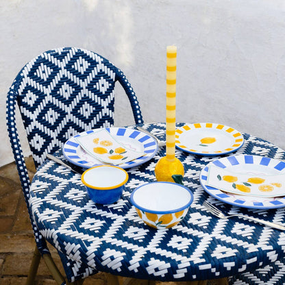 Yellow Stripe Dinner Candles