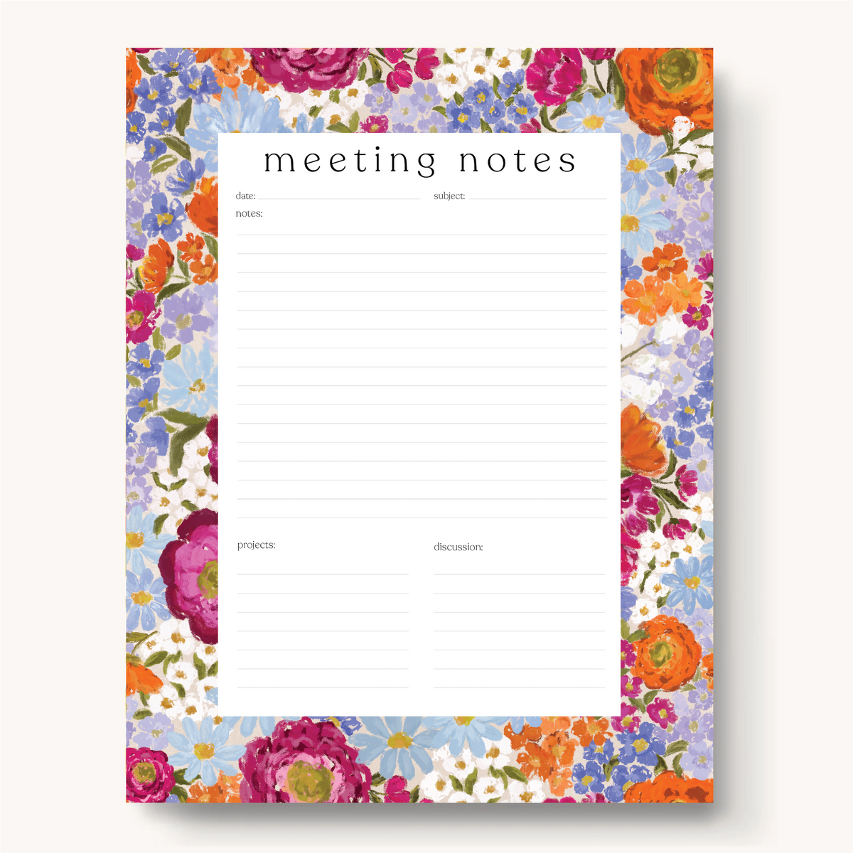 Floral Meeting Notes Notepad