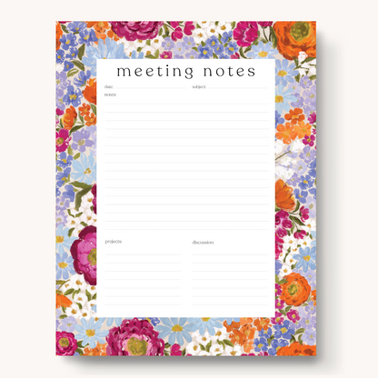 Floral Meeting Notes Notepad