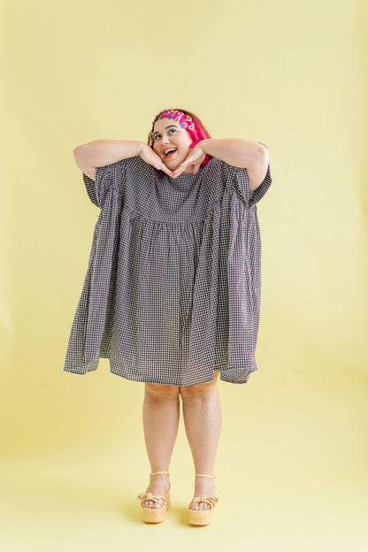 Size Inclusive Plus Size Ruffle Mini Dress Black Gingham