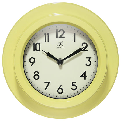Midcentury/Modern Round Yellow Indoor Wall Clock 9.75 Inch