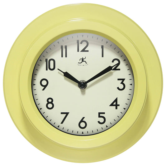 Midcentury/Modern Round Yellow Indoor Wall Clock 9.75 Inch