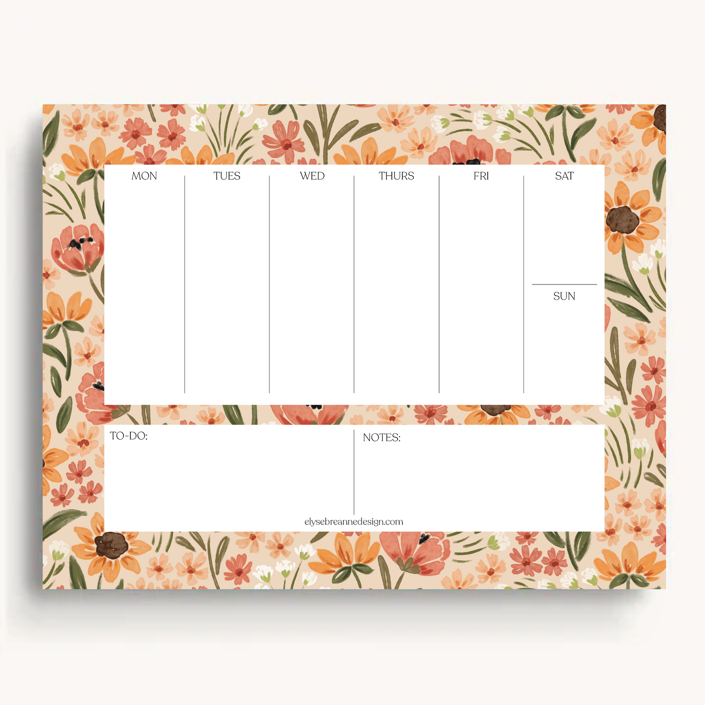 Floral Weekly Planner Notepad