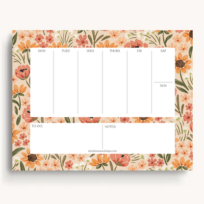 Floral Weekly Planner Notepad