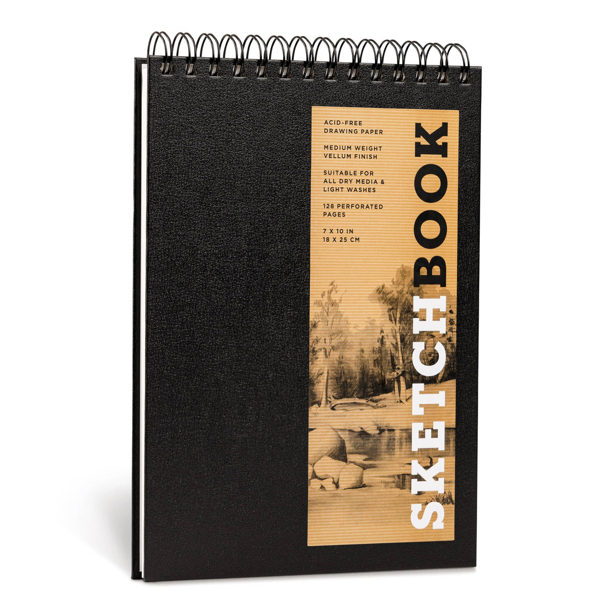 Medium Sketchbook 10x7"- Basic Spiral Fliptop Landsc (Black)