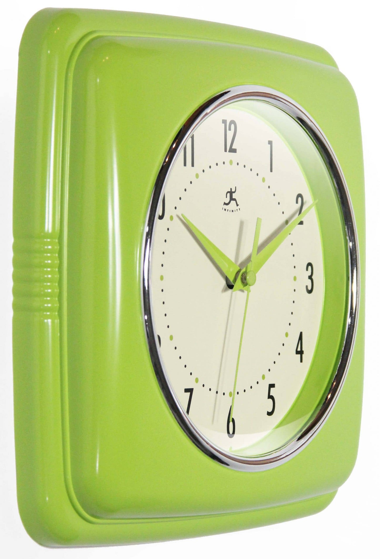 Retro Square Green Indoor Wall Clock 9.25 Inch