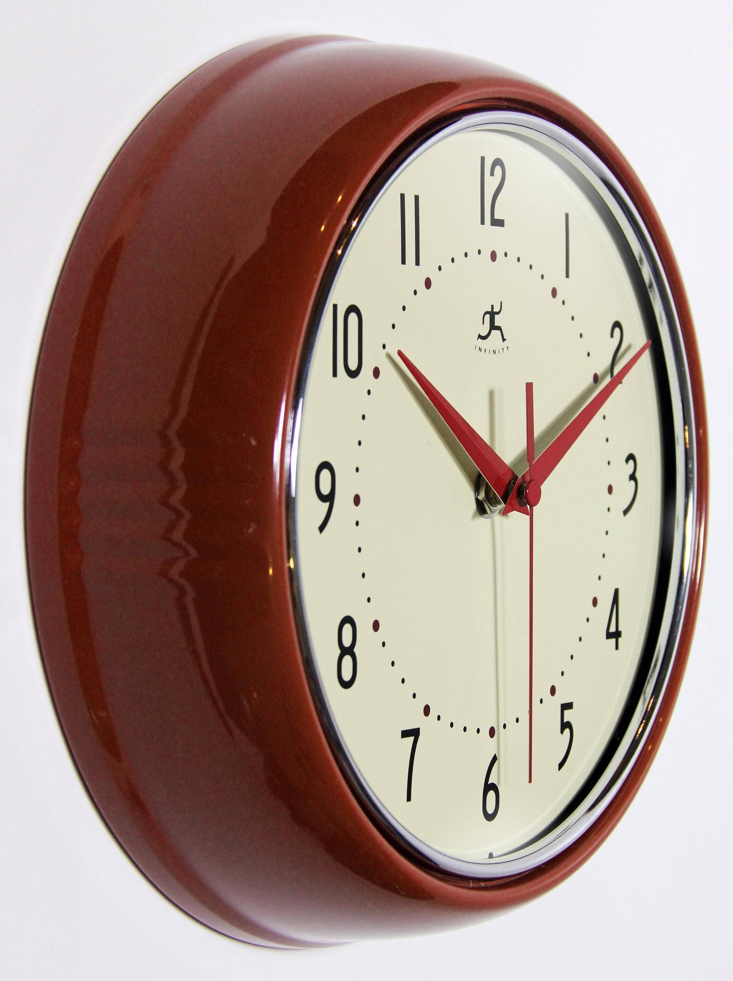 Retro Round Red Indoor Wall Clock 9.5 Inch