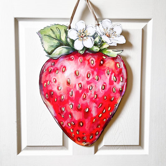 Strawberry Door Hanger Cute Spring Outdoor Fruit Decor