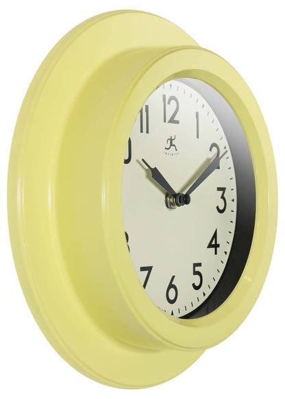 Midcentury/Modern Round Yellow Indoor Wall Clock 9.75 Inch