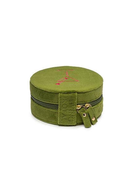 Velvet Jewelry Zip Case / Travel Organizer - Martini Olive