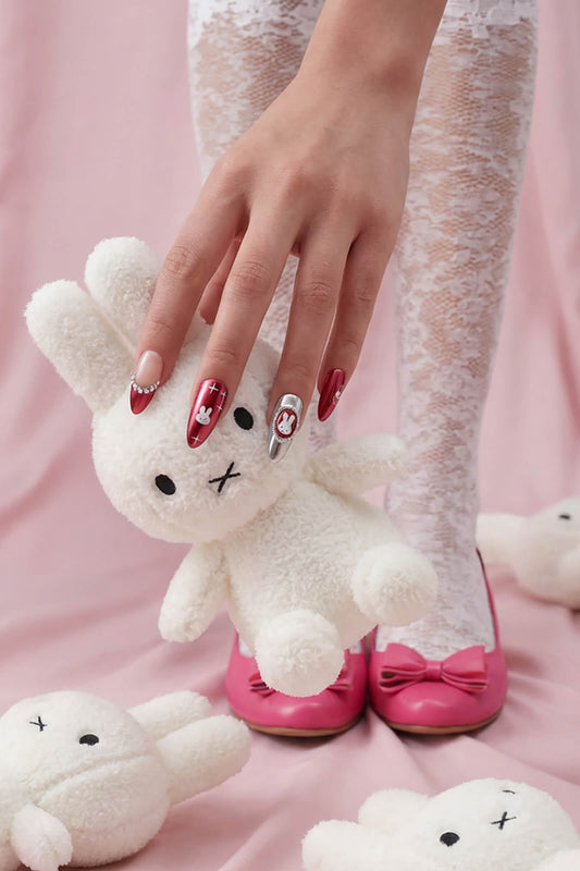 Miffy Burgundy Nails